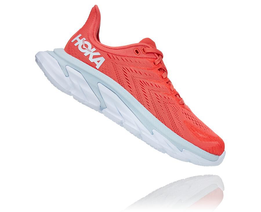 Hoka One One Koşu Ayakkabısı Kadın Kırmızı/Beyaz - Clifton Edge - TY2106983